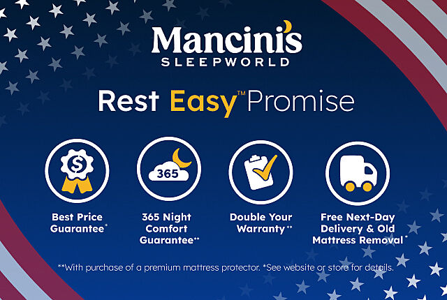 Rest Easy at Mancini's Sleepworld with our Best Price Guarantee, 365 Night Comfort Guarantee, Double Your Warranty and Free Next Day Delivery and mattress removal. 